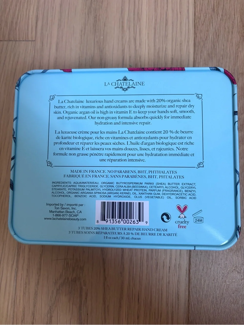 La Chatelaine Hand Cream Set - 3 Pack with Tin